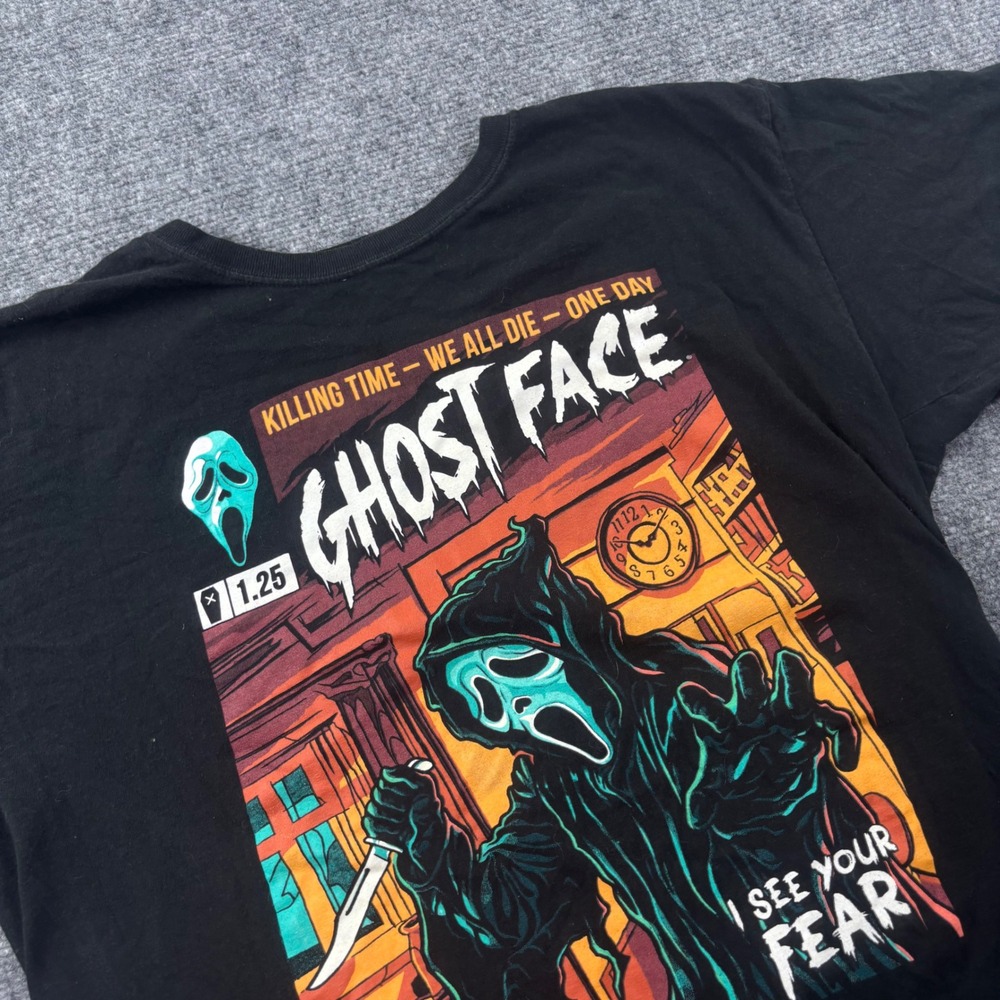 Bioworld Ghost Face T-Shirt Size Large Black Horror Movie Scream Graphic Men's